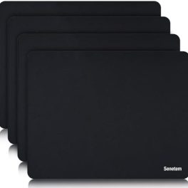 Senetem 4-Pack Mouse Pad, Ultra-Smooth Gaming Mousepad, Non-Slip Rubber Base, Washable Surface Fits Wired & Wireless Mouse – Perfect for Desk, Laptop, PC & Office, Small Portable, 11x8.6 in, Black